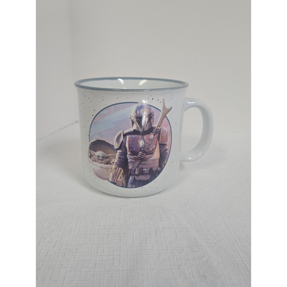 Star Wars The Mandalorian Grogu Baby Yoda Speckled Camp Mug Gray Rim 20oz
